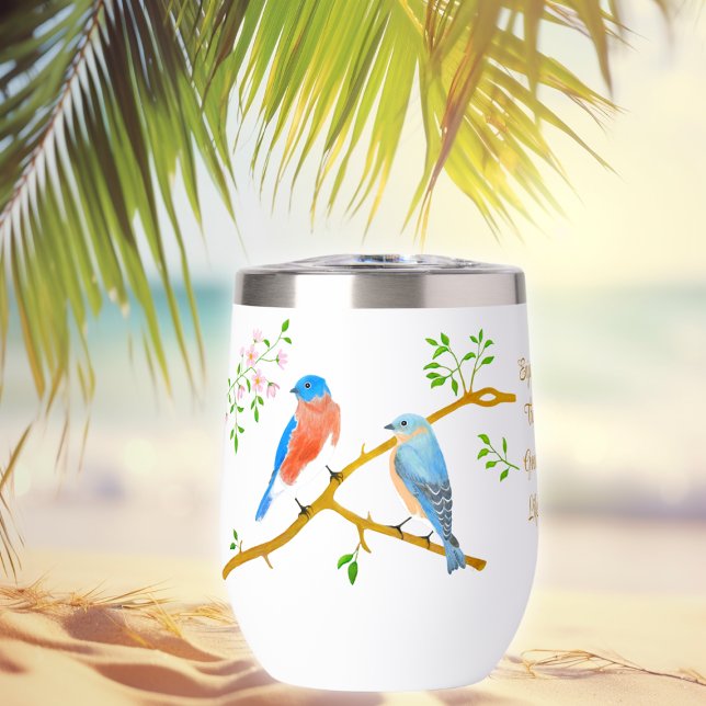 Bluebirds White  Wine Tumbler (Creator Uploaded)