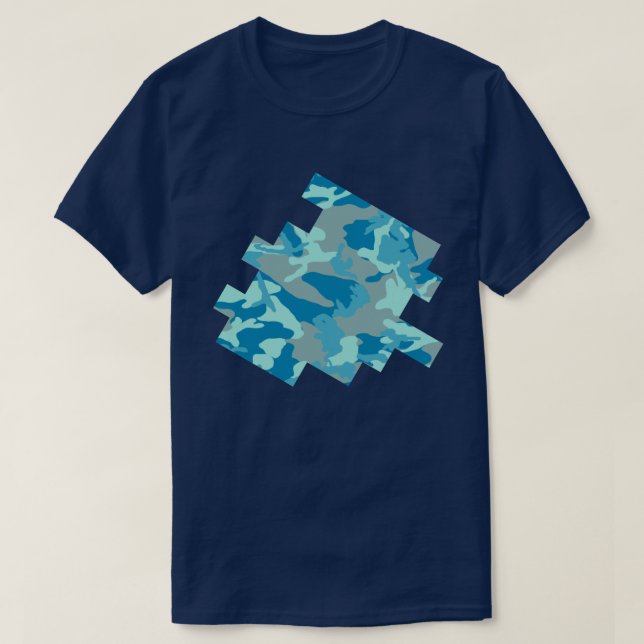 BlueBlast Camo Pattern Digital Sketch T-Shirt (Design Front)