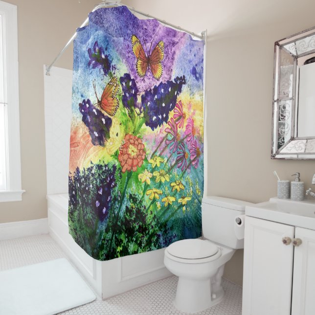 Bluebonnet Bouquet Shower Curtain (In Situ)