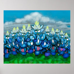 Bluebonnet Country Scene Poster