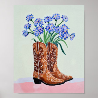 Bluebonnet Cowboy Boots Painting Art Print