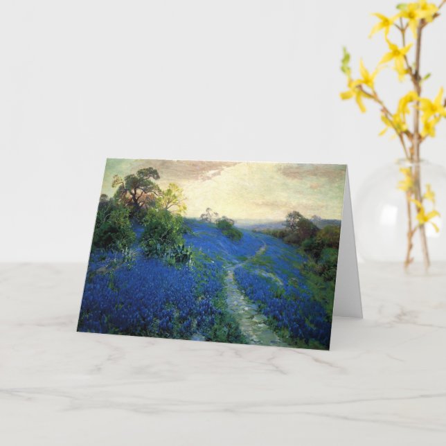 Bluebonnet Field, Julian Onderdonk painting Card (Yellow Flower)