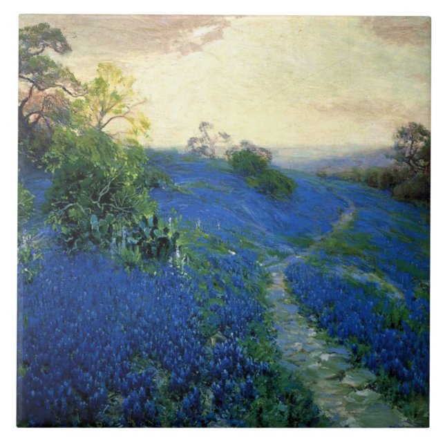 Bluebonnet Field, Julian Onderdonk painting, Tile (Front)