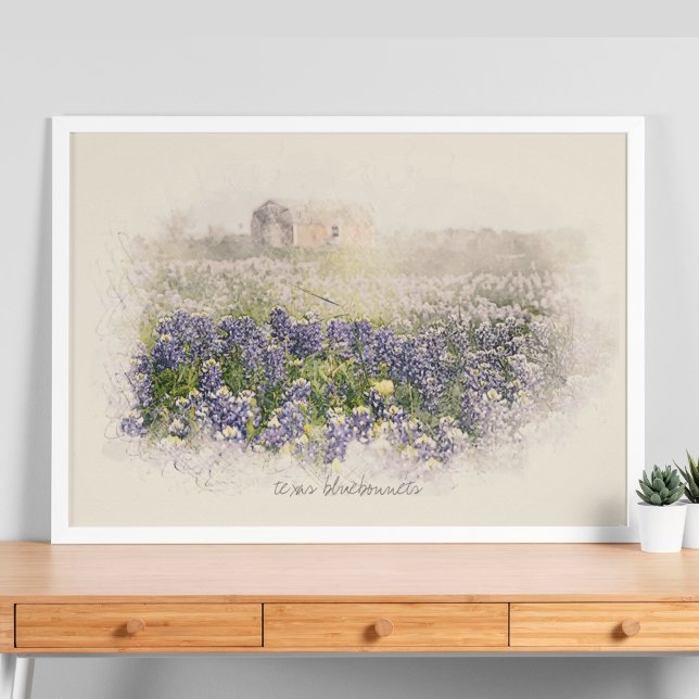 Bluebonnet Field Sketched Watercolor Poster (Creator Uploaded)