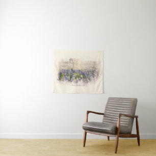 Bluebonnet Field Sketched Watercolor Tapestry