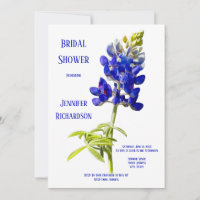 Bluebonnet Floral on White, Wedding Bridal Shower,