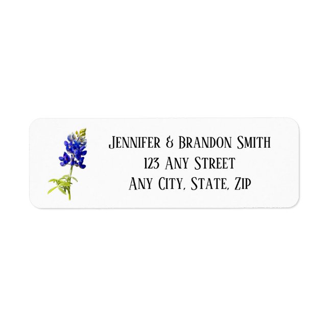 Bluebonnet Floral on White, Wedding Label (Front)