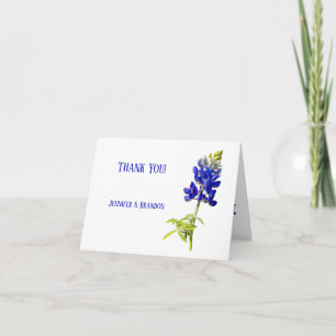 Bluebonnet Floral on White, Wedding Thank You Card