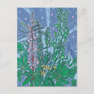 Bluebonnet  Flowers Blossom Floral Pastel Painting Postcard