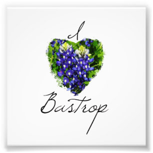 Bluebonnet "I Heart Bastrop' Square Print