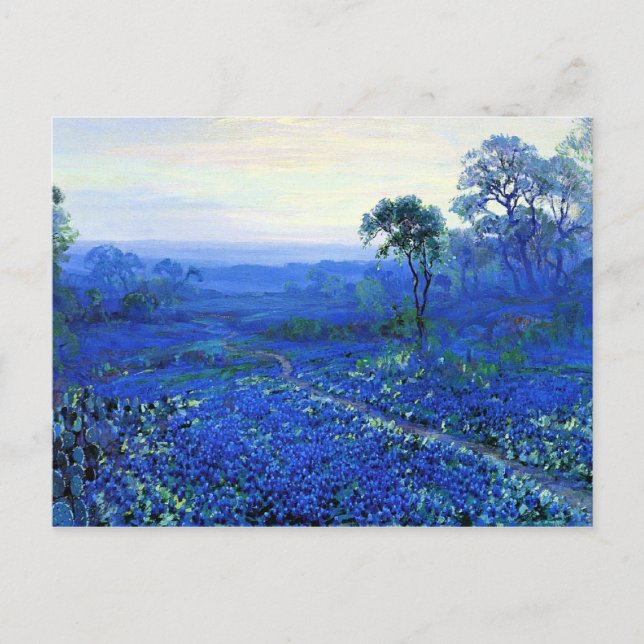 Bluebonnet Landscape with Cacti & Mountain Laurel Postcard (Front)