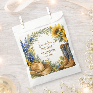 Bluebonnet Texas Sunflower Boho Bridal Shower Favour Bags