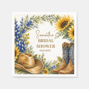 Bluebonnet Texas Sunflower Boho Bridal Shower Napkin