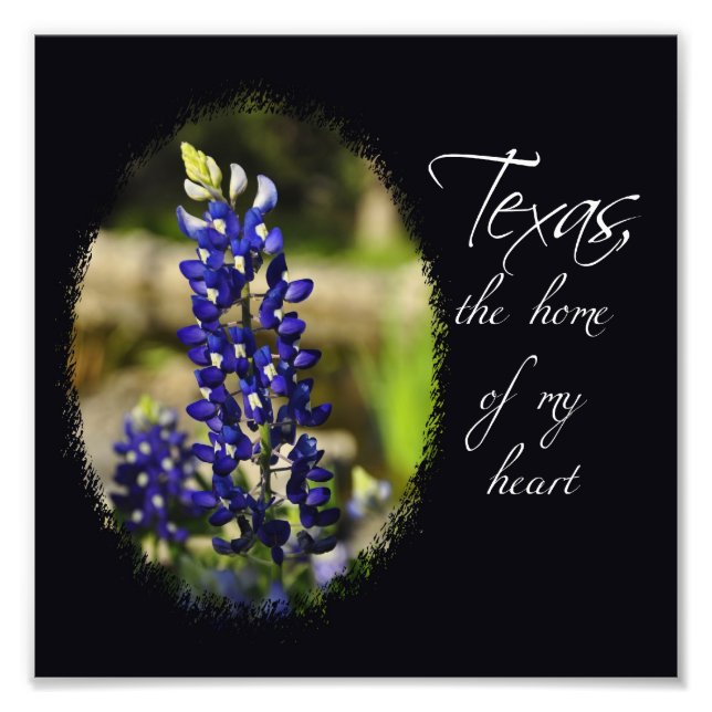 Bluebonnet "Texas, the Home of My Heart" Print (Front)