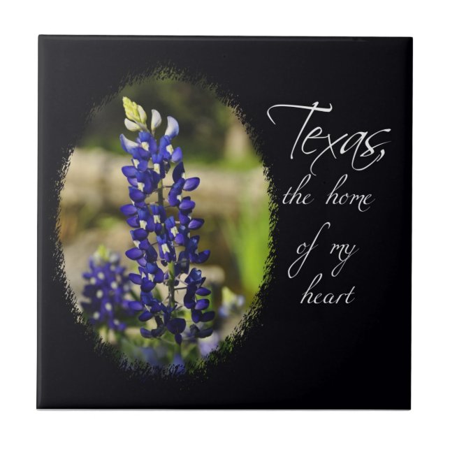 Bluebonnet "Texas the Home of My Heart" Tile (Front)