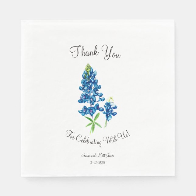 Bluebonnet Wedding Napkin (Front)