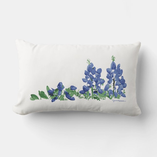 Bluebonnet Wild Flowers, Texas Flowers Lumbar Cushion (Front)