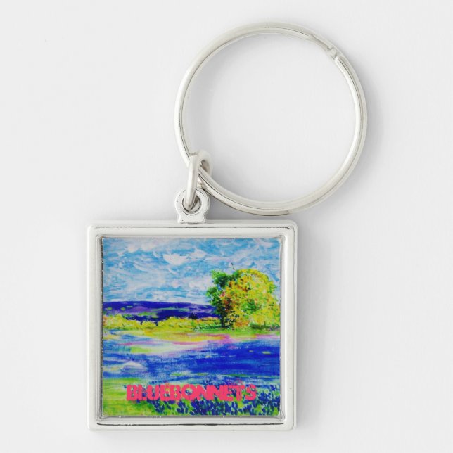 bluebonnet  wildflowers art key ring (Front)