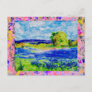 bluebonnet wildflowers drip postcard