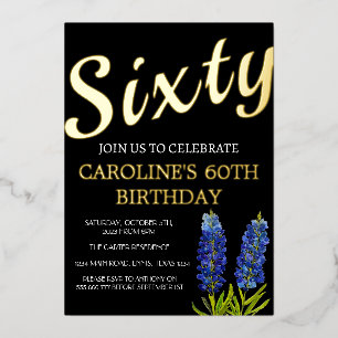 Bluebonnets 60th Birthday Blue Gold Chic Glam