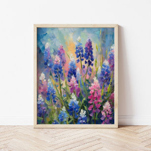 Bluebonnets Abstract Floral Art Poster