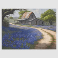 Bluebonnets and Old Barn in Texas Decoupage