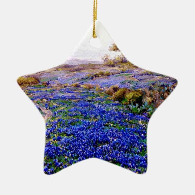Bluebonnets at Twilight, North of San Antonio Ceramic Tree Decoration (Front)