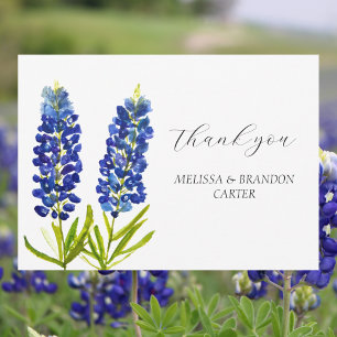 Bluebonnets Blue Floral Elegant Wedding Thank you Card