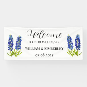 Bluebonnets Blue Floral Rustic Elegant Wedding Banner