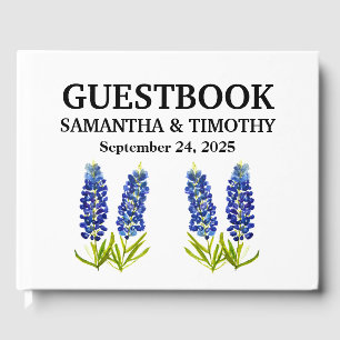 Bluebonnets Blue Floral Texas Floral Wedding Guest Book