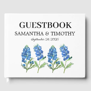 Bluebonnets Blue Floral Texas Floral Wedding Guest Book