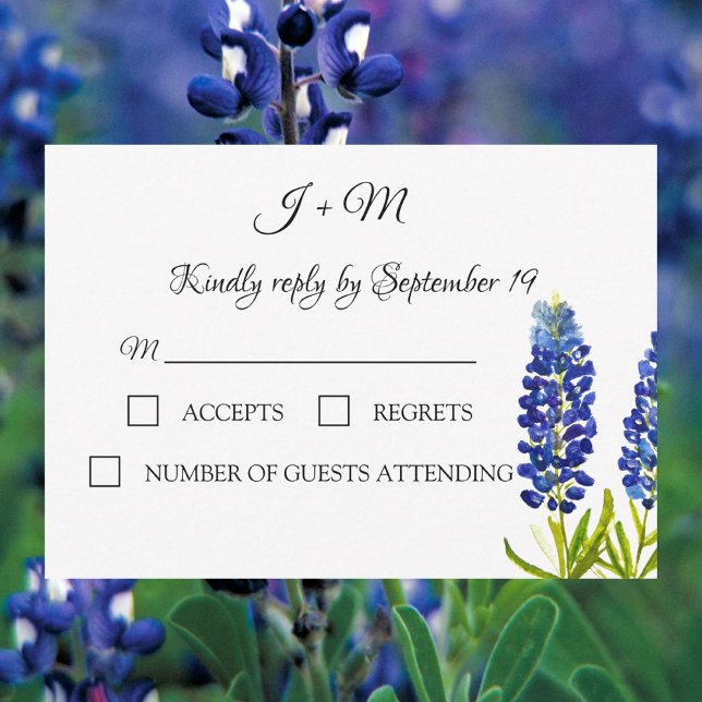 Bluebonnets Blue Floral Texas flowers Modern RSVP (Creator Uploaded)