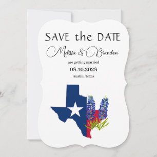 Bluebonnets Blue Floral Texas Rustic Wedding  Invitation
