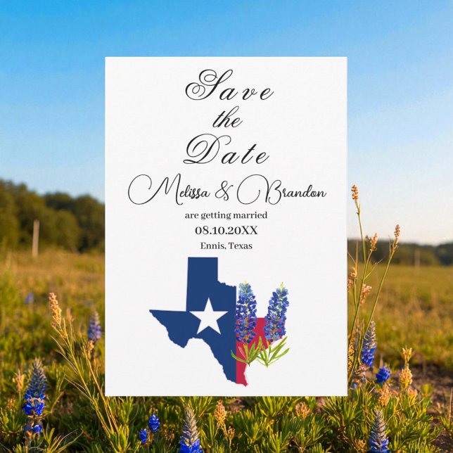 Bluebonnets Blue Floral Texas Rustic Wedding  Invitation (Creator Uploaded)