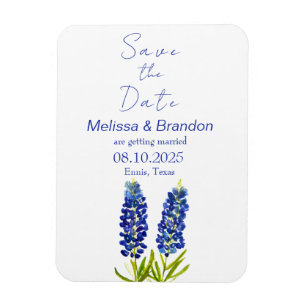 Bluebonnets Blue Floral Texas Rustic Wedding Magnet