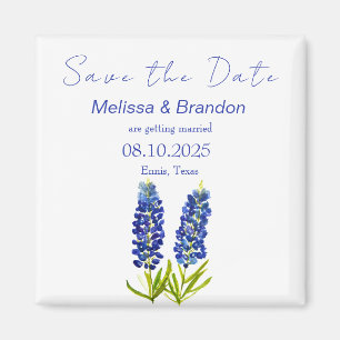 Bluebonnets Blue Floral Texas Rustic Wedding Magnet
