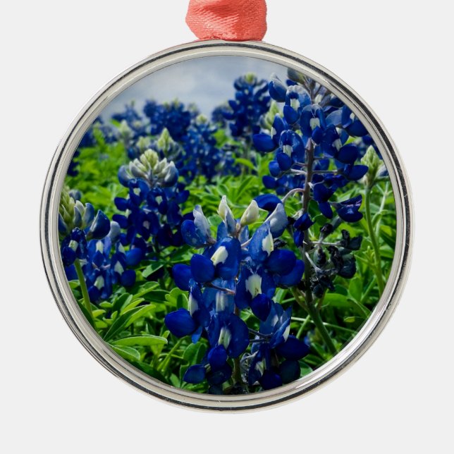 Bluebonnets Blue Floral Texas Texan Elegant Metal Tree Decoration (Front)