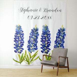 Bluebonnets Blue Floral Texas Wedding Photo Booth Tapestry