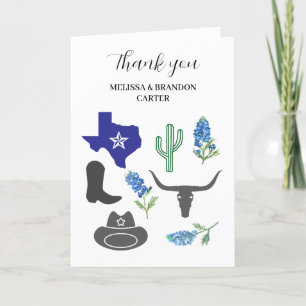 Bluebonnets Blue Floral Texas Wedding Thank you  Card