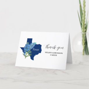 Bluebonnets Blue Floral Texas Wedding Thank you Card