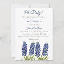 Bluebonnets Blue Floral Watercolor Texas Baby boy