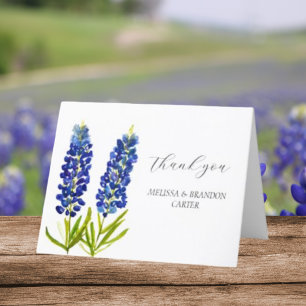 Bluebonnets Blue Floral Wedding Thank you Card