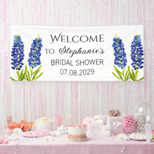 Bluebonnets Blue Flowers Rustic Bridal Shower Banner