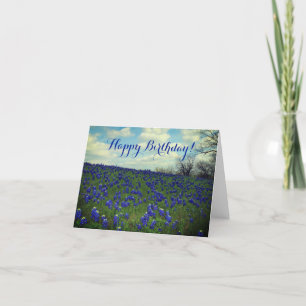 Bluebonnets Blue Flowers Texas Birthday Floral Tha Thank You Card