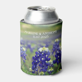 Bluebonnets Blue Flowers Texas Floral Wedding Can Cooler