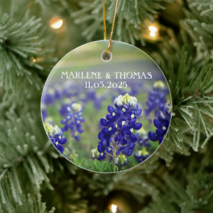 Bluebonnets Blue Flowers Texas Floral Wedding Ceramic Tree Decoration