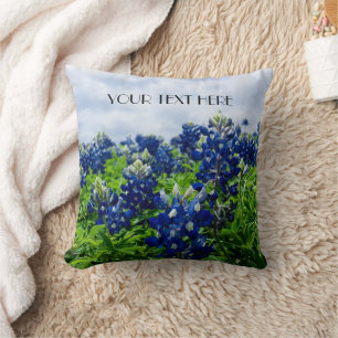 Bluebonnets Blue Flowers Texas texan Floral Cushion
