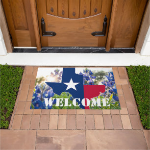 Bluebonnets Blue Flowers Texas texan Floral Doormat