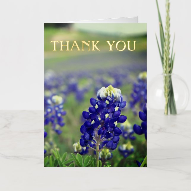 Bluebonnets Blue Flowers Texas Texan Floral Foil Greeting Card (Front)