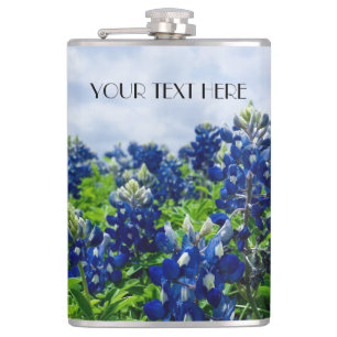 Bluebonnets Blue Flowers Texas texan Floral Hip Flask